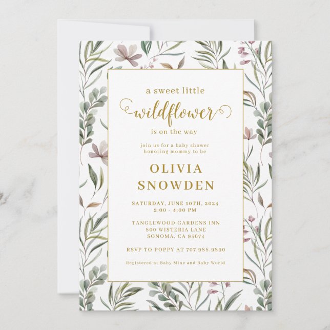 Little Wildflower Girl Baby Shower Invitation (Front)