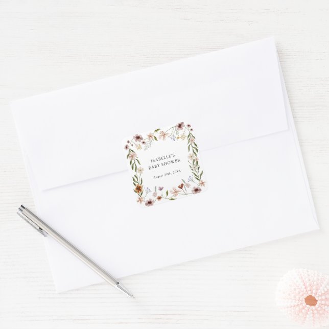 Little Wildflower Girl Baby Shower Sticker (Envelope)
