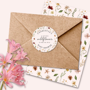 Little Wildflower Girl Baby Shower Sticker