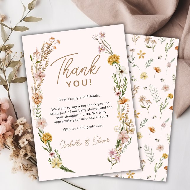 Little Wildflower Girl Baby Shower Thank You Card (Little Wildflower Girl Baby Shower Thank You Card)