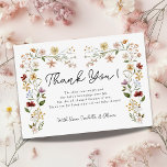Little Wildflower Girl Baby Shower Thank You Card<br><div class="desc">Are you looking for a beautiful baby shower theme for a mommy-to-be? Check out this Little Wildflower Girl Baby Shower Thank You Card. It features a beautiful bouquet of watercolor wildflowers on a white background. On the back, you find a cute floral pattern with a pink background. But you can...</div>