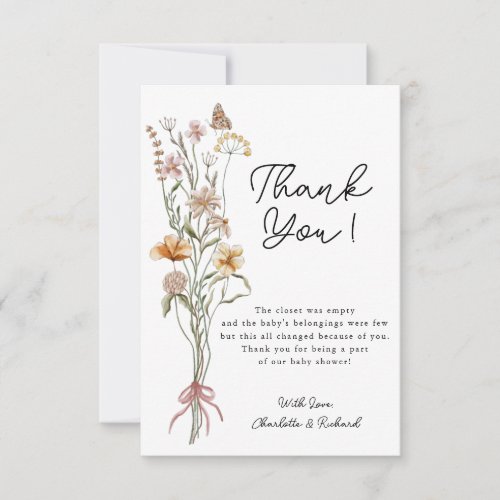 Little Wildflower Girl Baby Shower Thank You Card