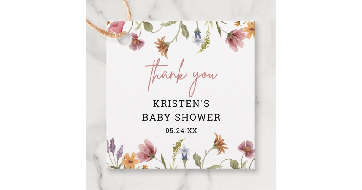 Little Wildflower Girl Baby Shower Thank You Favor Tags | Zazzle