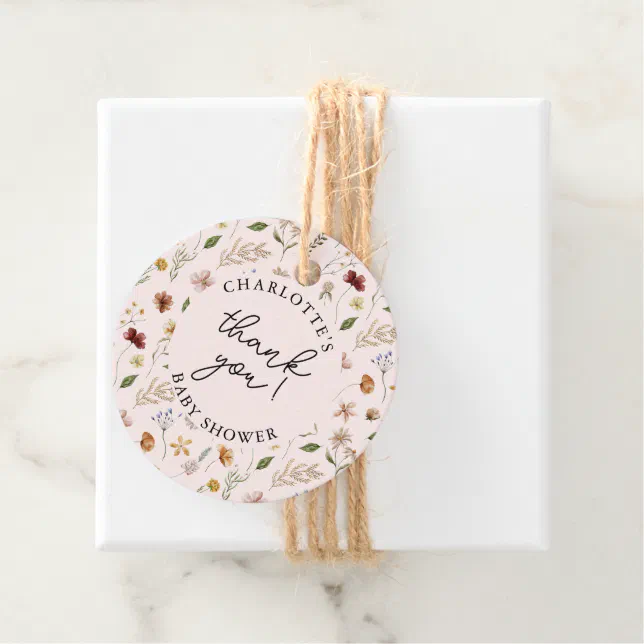 Little Wildflower Girl Baby Shower Thank You Favor Tags | Zazzle