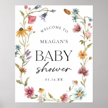 Little Wildflower Girl Baby Shower Welcome Sign by SweetRainDesign at Zazzle