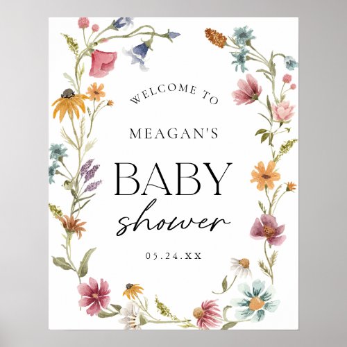 Little Wildflower Girl Baby Shower Welcome Sign