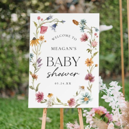 Little Wildflower Girl Baby Shower Welcome Sign