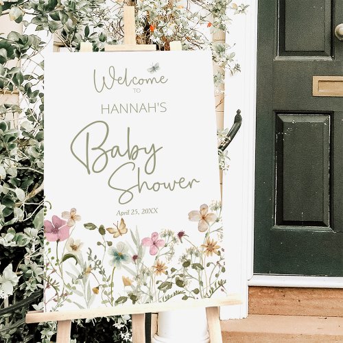 Little Wildflower Girl Baby Shower Welcome Sign