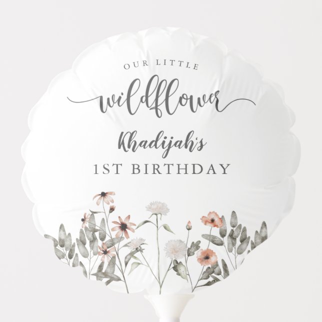 Little Wildflower Girl Birthday Party Balloon (Front)