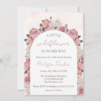 Little Wildflower Girl Elegant Floral Baby Shower Invitation