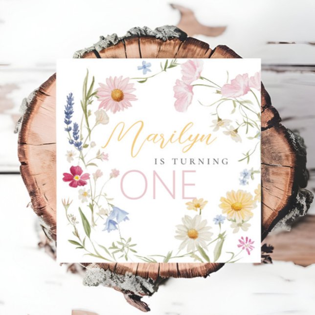 Little Wildflower Girl Turning one Birthday Napkins (Creator Uploaded)