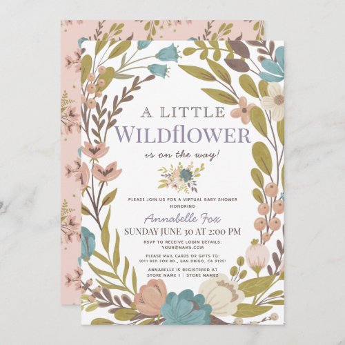 Little Wildflower Girl Virtual Baby Shower Invitation