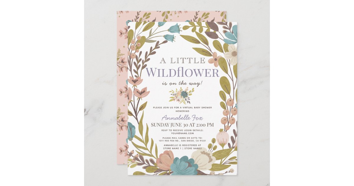 Little Wildflower Girl Virtual Baby Shower Invitation Zazzle