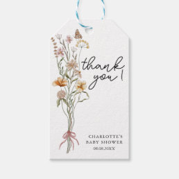 Little Wildflower Girl White Baby Shower Thank You Gift Tags
