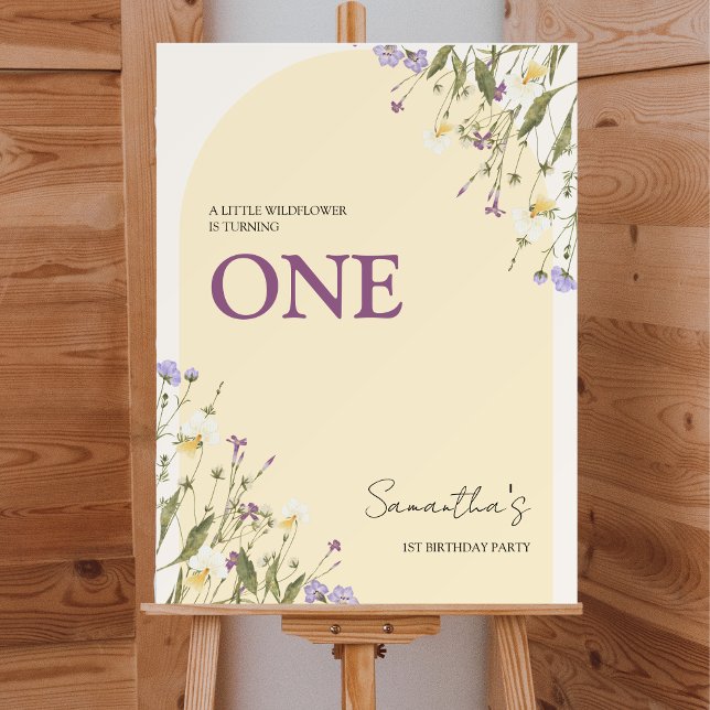 Little Wildflower Girl's 1st Birthday Welcome Sign (A little wildflower welcome sign 1st birthday)