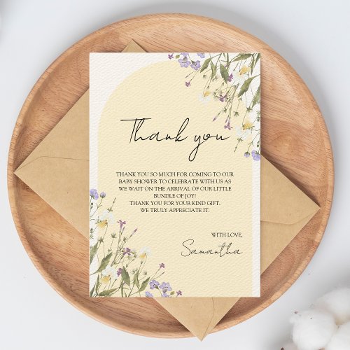 Little Wildflower Girls BABY SHOWER Thank You Card