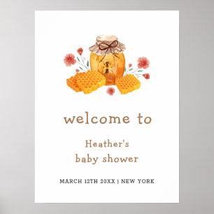 Little Wildflower Honey Bee Baby Shower Welcome Poster