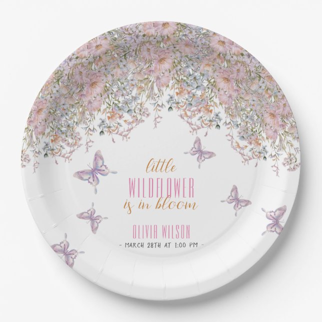 Little wildflower is in bloom baby shower #2 paper plates (Front)