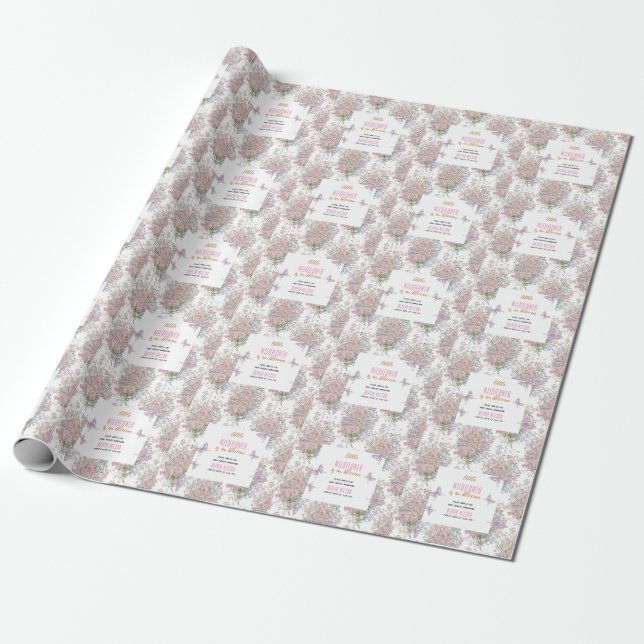 Little wildflower is in bloom baby shower#2 wrapping paper (Unrolled)