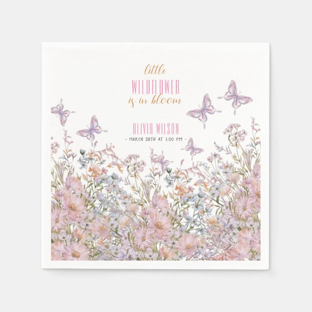 Little wildflower is in bloom baby shower #3 napkins (Front)