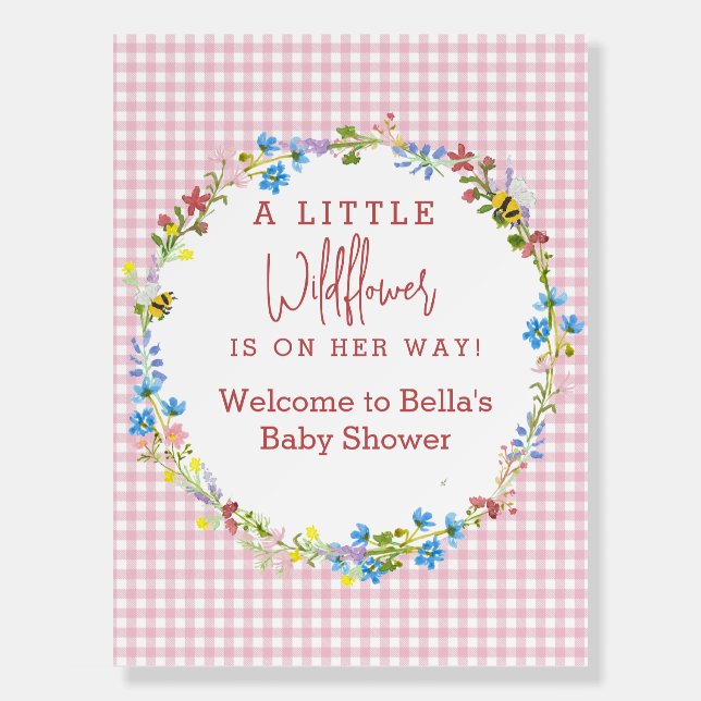Little Wildflower Is On Her Way Baby Shower  Foam Board (Front)