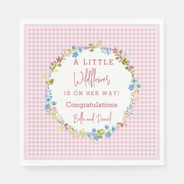 Little Wildflower Is On Her Way Baby Shower  Napkins (Front)