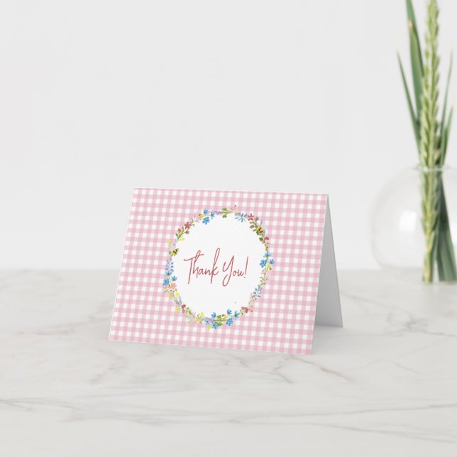 Little Wildflower Is On Her Way Baby Shower   Thank You Card (Front)