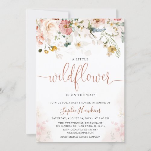 Little WildFlower Is On The Way Baby Shower Invitation