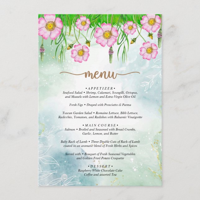 Little Wildflower Is On The Way Baby Shower Menu (Front)