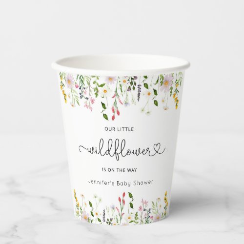 Little wildflower is on the way baby shower paper cups