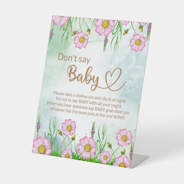 Little Wildflower Is On The Way Baby Shower Pedestal Sign (Front)
