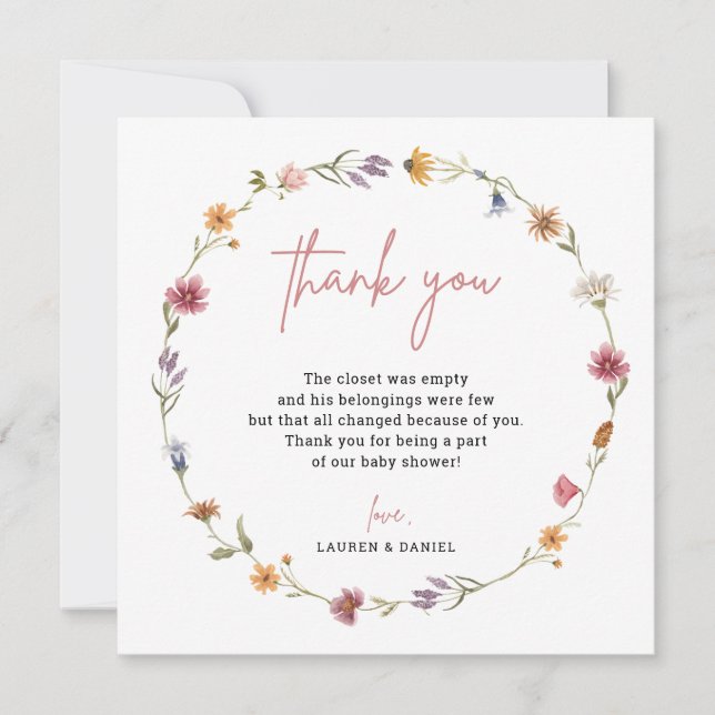 Little Wildflower Is On The Way Thank You Cards (Front)