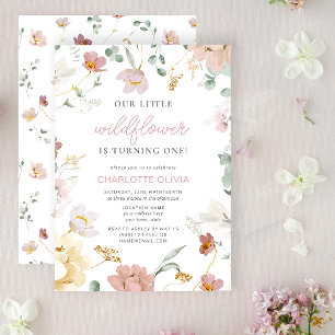 Little Wildflower is Turning One Birthday Invitation