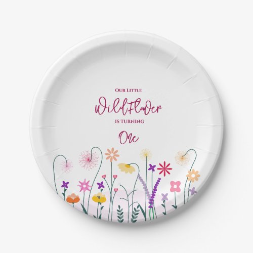  Little Wildflower is Turning One Birthday Paper Plates