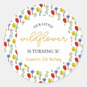 Little Wildflower Kids Birthday Classic Round Sticker