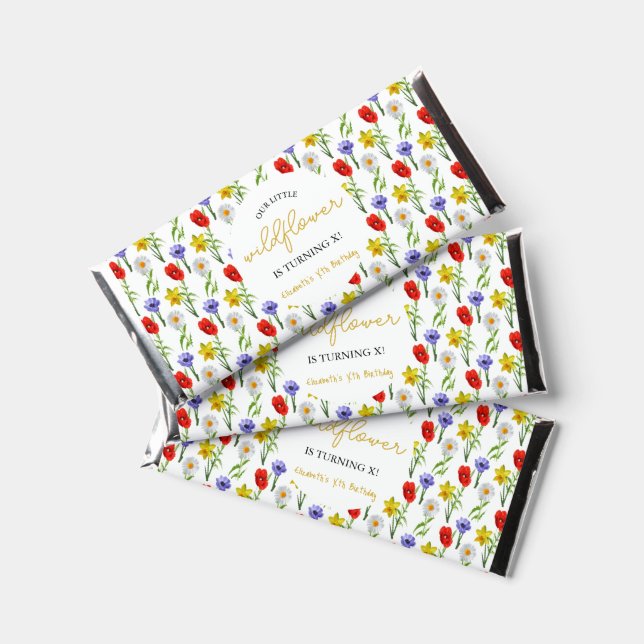 Little Wildflower Kids Birthday Hershey Bar Favors (Front)