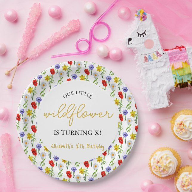 Little Wildflower Kids Birthday Paper Plates (Party)