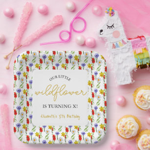 Little Wildflower Kids Birthday Paper Plates