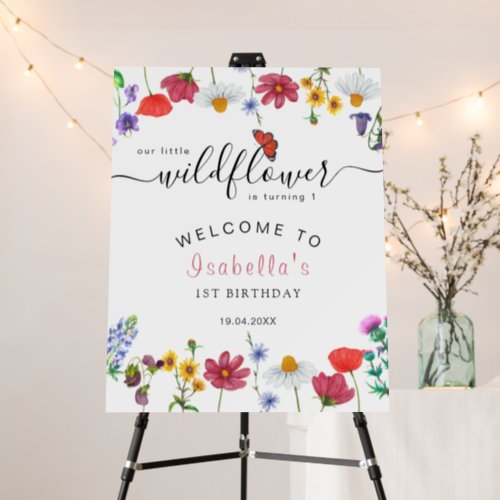 Little Wildflower Kids Birthday Welcome Sign