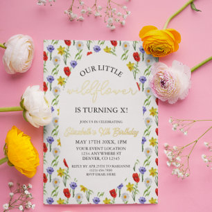 Little Wildflower Kids Girl Birthday Foil Invitation