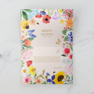 Little wildflower mama to Bee Baby Shower Letterpress Thank You Card