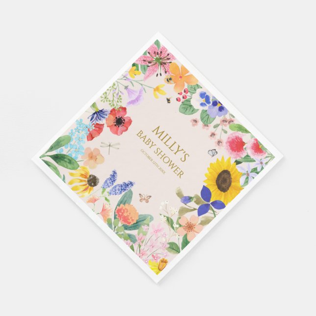 Little wildflower mama to Bee Baby Shower Napkins (Corner)