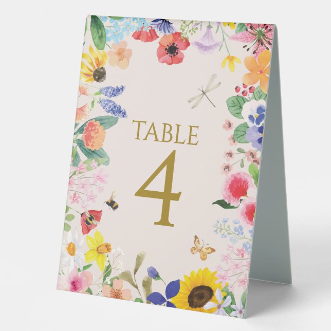 Little wildflower mama to Bee Baby Shower Table Tent (Front)