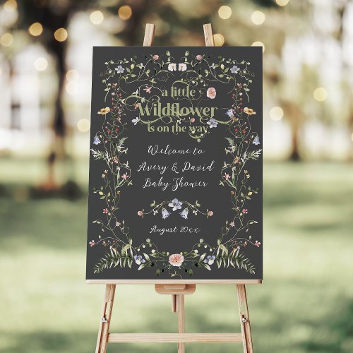 Little Wildflower Modern Floral Baby Shower Welcom Foam Board