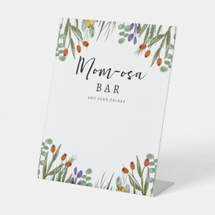 Little Wildflower Mom-osa Bar Baby Shower Pedestal Sign