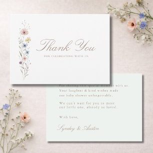 Little Wildflower Neutral Baby Shower Floral Thank You Card