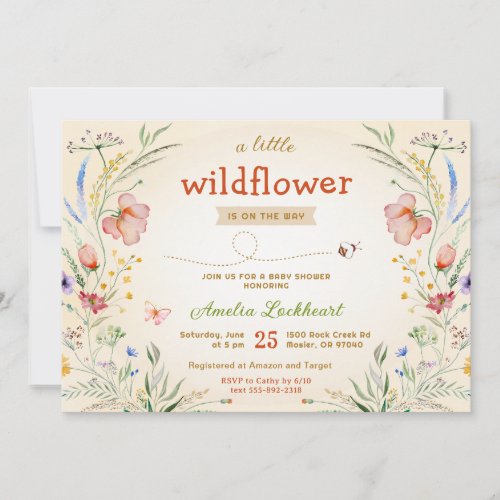 Little Wildflower Neutral Baby Shower Sprinkle Invitation