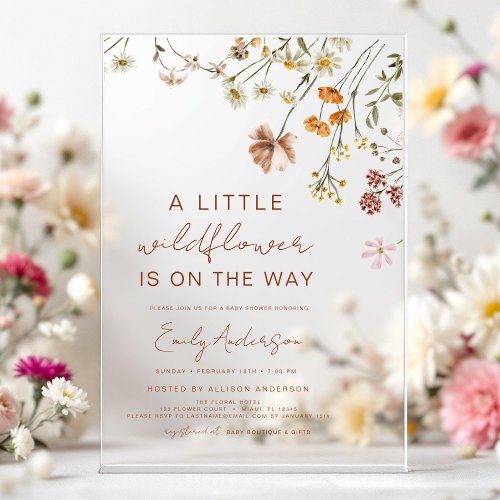 Wildflower Floral or wildflower baby shower invitation