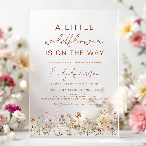 Wildflower Floral or wildflower baby shower invitation