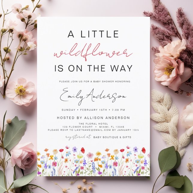 Little Wildflower on the Way Baby Shower Invitation (Creator Uploaded)